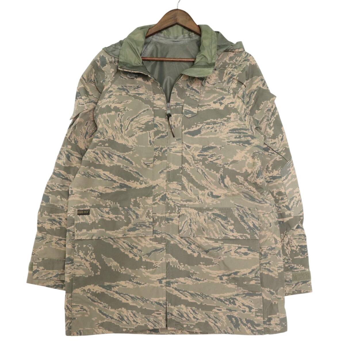 00年代 米軍実物 U.S.AIRFORCE APECS GORETEX パーカー ミリタリー ABUカモ セージグリーン (メンズ SMALL LONG) 中古 古着 A3117拍卖