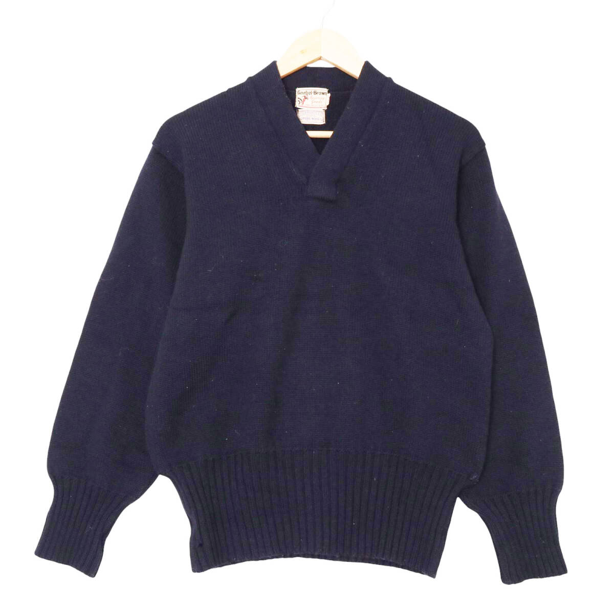 50年代 Goebel Brown Vネック ウールニット セーター ヴィンテージ ネイビー (メンズ 44) 中古 古着 A3162拍卖