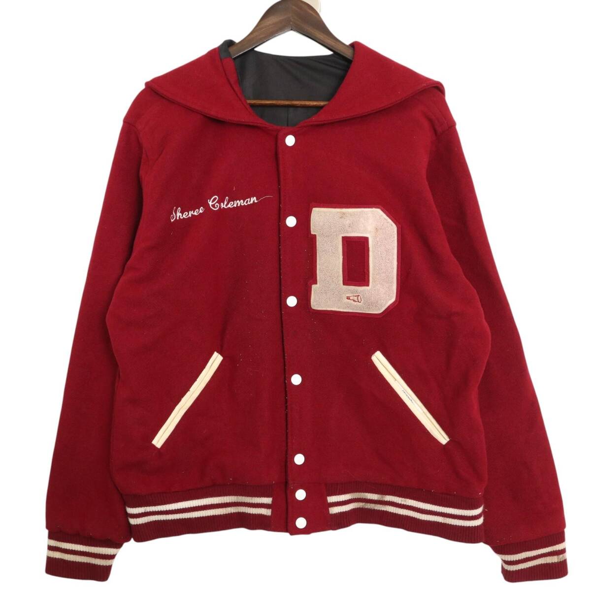 90年代 awards USA ウール スタジアムジャケット アワードジャケット レッド (レディース 3L) 中古 古着 A3409拍卖