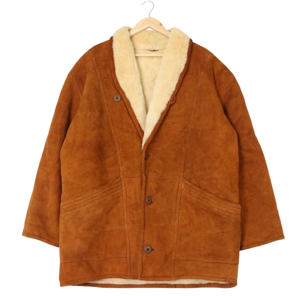 イタリア製 ORIGINAL Shearling ムートンレザージャケット 大きいサイズ ブラウン (メンズ 52) 中古 古着 A3604拍卖