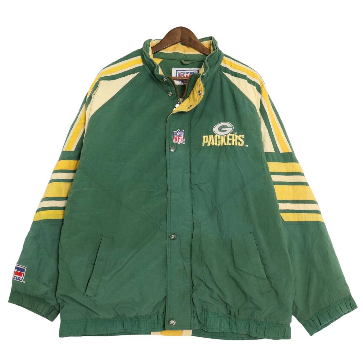STARTER スターター NFL グリーンベイ・パッカーズ 中綿 ナイロン スタジアムジャケット プロチーム グリーン (メンズ L) 中古 古着 A1998拍卖