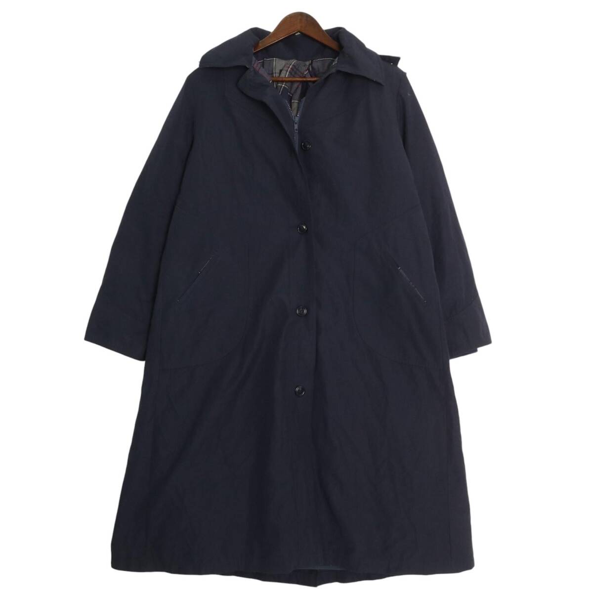 80年代 USA製 Eddie Bauer エディーバウアー フーデッド ダウンコート アウトドア ネイビー (レディース M) 中古 古着 A2207拍卖