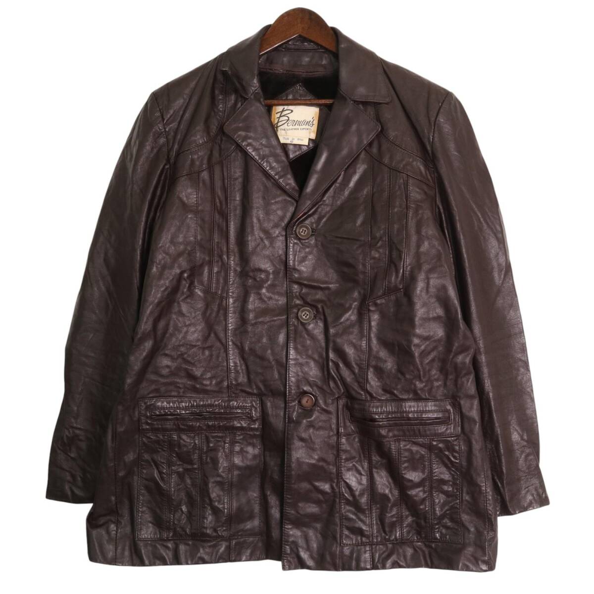 80年代 BERNIAN'S レザージャケット ブラウン (メンズ 42) 中古 古着 A2210拍卖