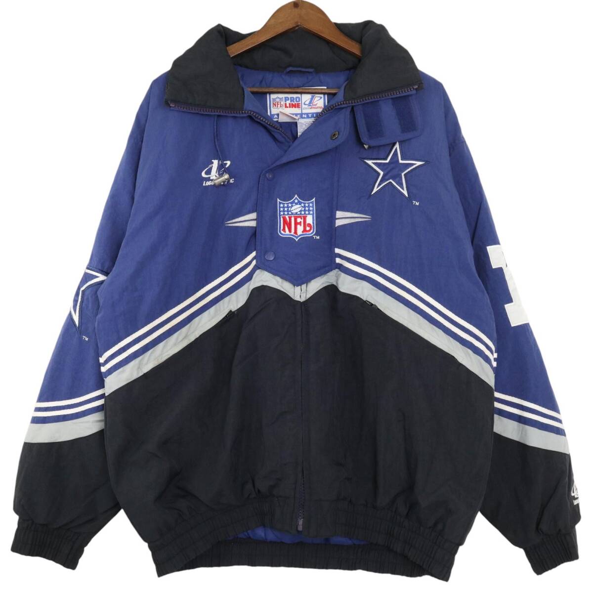 LOGO ATHLETIC ロゴアスレチック NFL ダラス・カウボーイズ 中綿 ナイロン スタジアムジャケット ブルー (メンズ L) 中古 古着 A2388拍卖