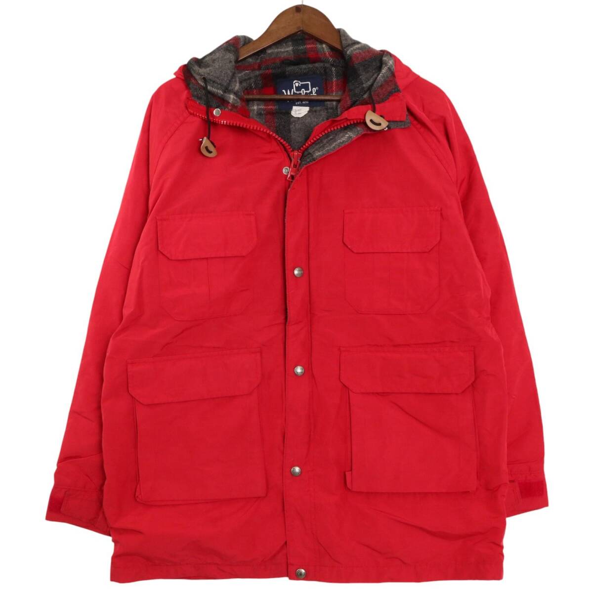 80年代 USA製 WOOLRICH ウールリッチ マウンテンパーカー アウトドア レッド (メンズ L) 中古 古着 A2712拍卖