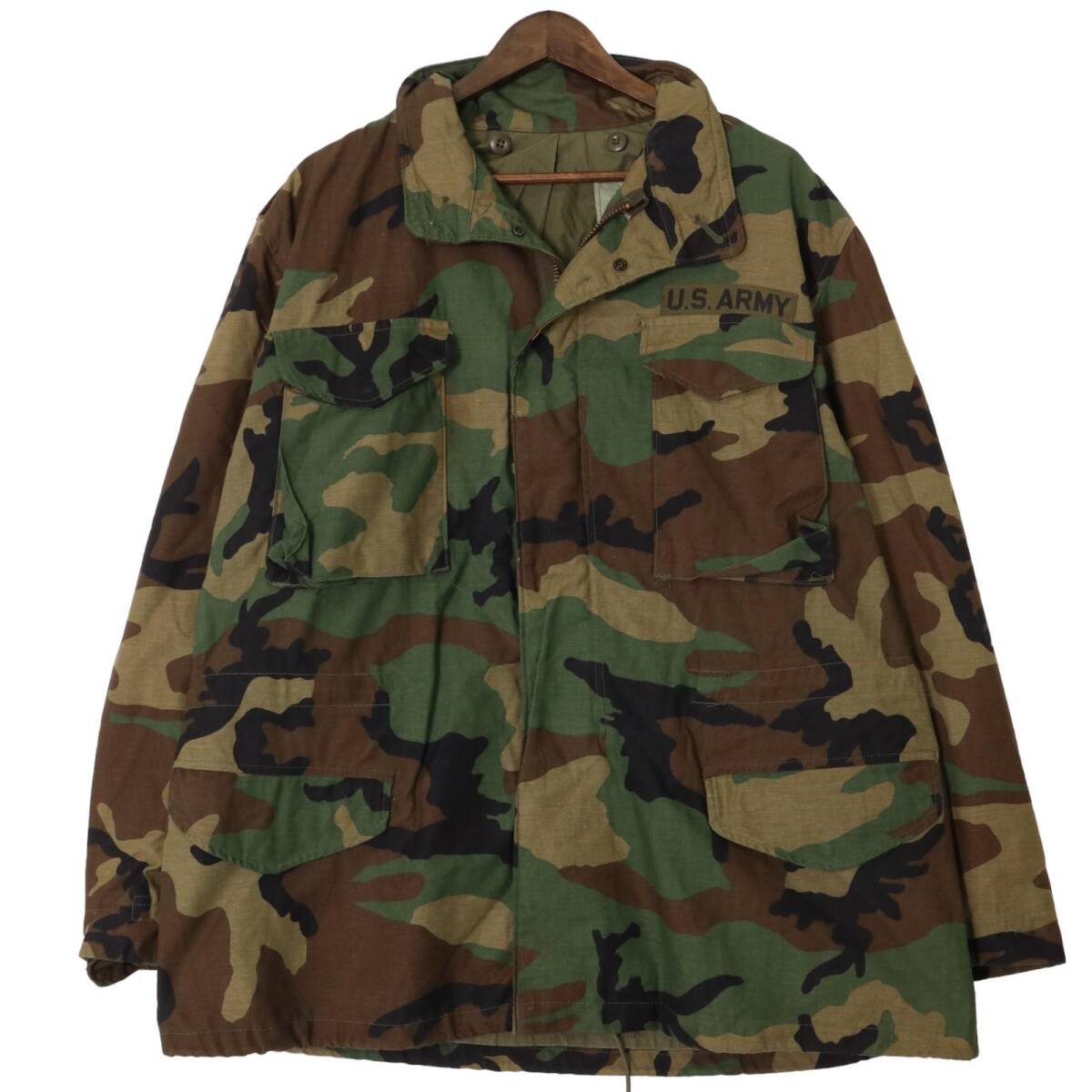 80年代 米軍実物 U.S.ARMY M-65 フィールドジャケット 3rd ミリタリー ウッドランドカモ (メンズ LARGE REGULAR) 中古 古着 A1221拍卖