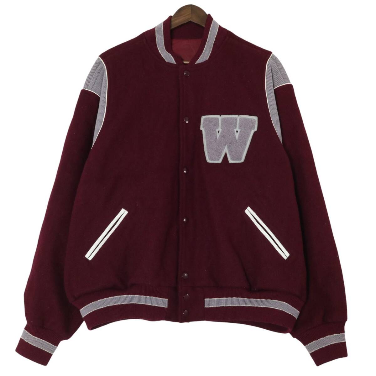 90年代 TM ATHLETICS ウール スタジアムジャケット 大きいサイズ ワインレッド (メンズ 54) 中古 古着 A1451拍卖