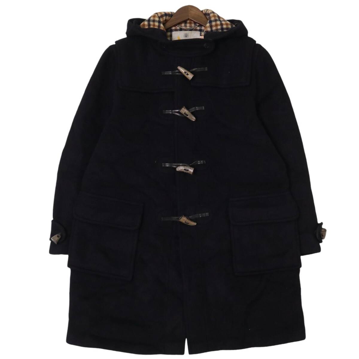 80年代 イングランド製 Aquascutum アクアスキュータム ウール ダッフルコート ネイビー (メンズ 46) 中古 古着 A1492拍卖