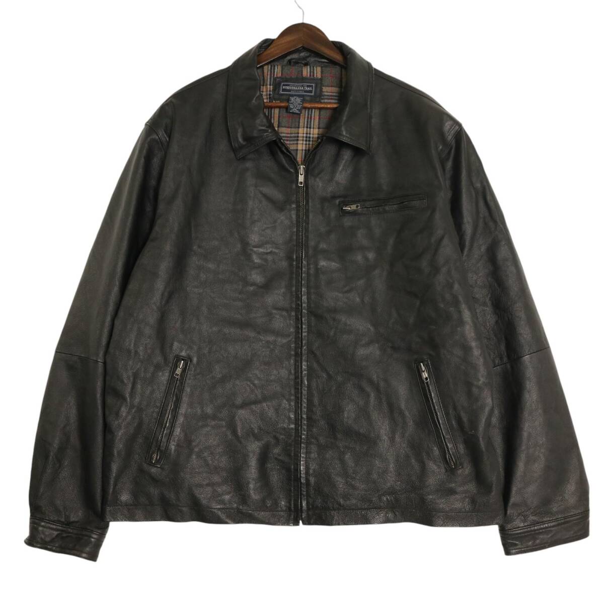 SUSQUEHANNA TRAIL レザー スポーツジャケット 大きいサイズ ブラック (メンズ XXL) 中古 古着 A1660拍卖