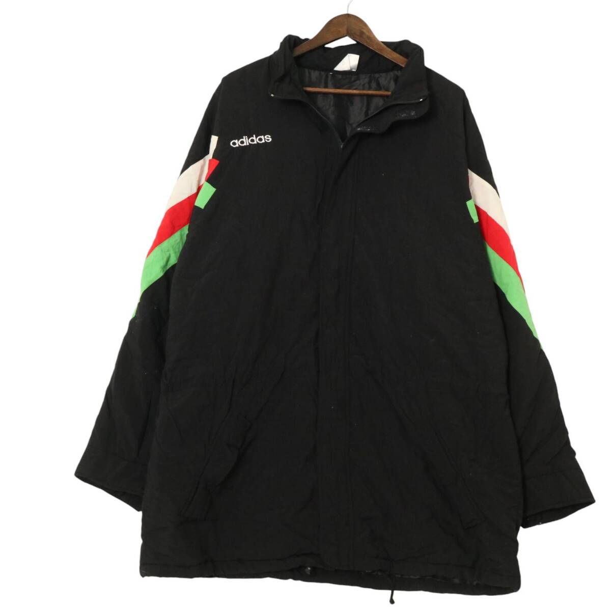 90年代 adidas アディダス 中綿 ナイロンジャケット スポーツ ブラック (メンズ XL) 中古 古着 A2030拍卖