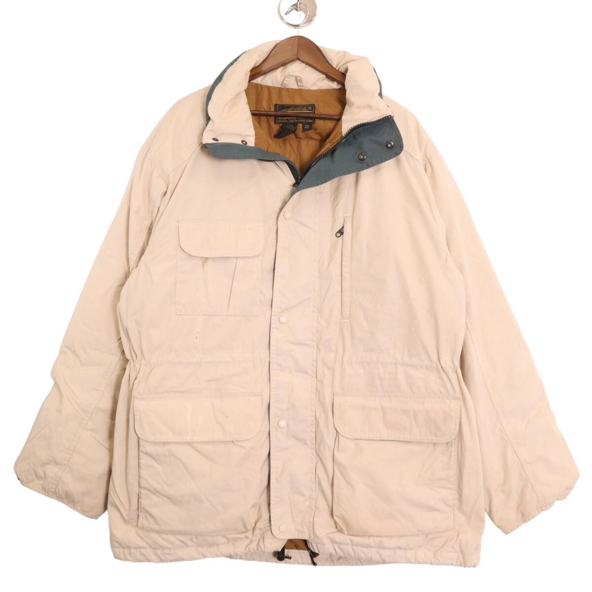 90年代 USA製 Eddie Bauer エディーバウアー RIDGE LINE ダウンジャケット アウトドア アイボリー (メンズ XL) 中古 古着 A0635拍卖