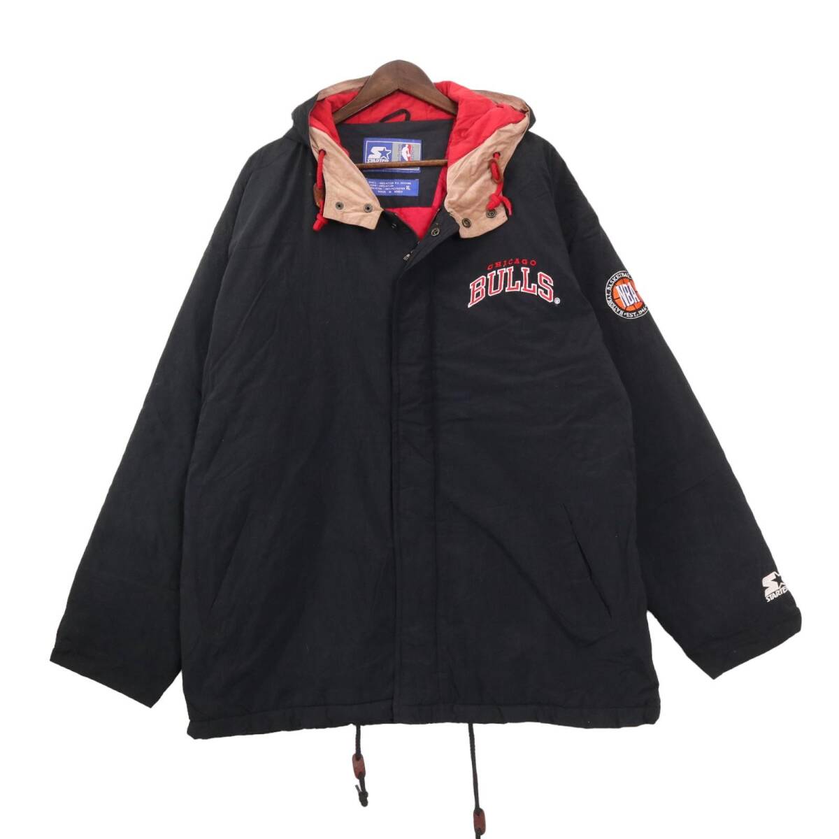 90年代 STARTER スターター NBA シカゴ・ブルズ 中綿ナイロンジャケット ブラック (メンズ XL) 中古 古着 A0771拍卖