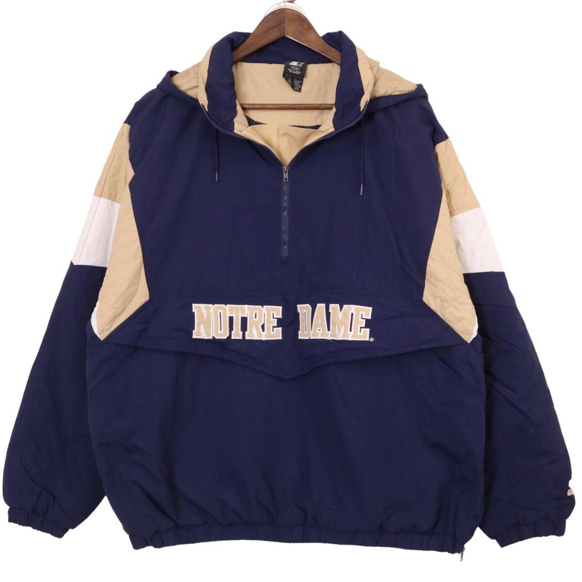 90年代 STARTER スターター ノートルダム大学 中綿 ナイロンジャケット ネイビー (メンズ L) 中古 古着 A1085拍卖