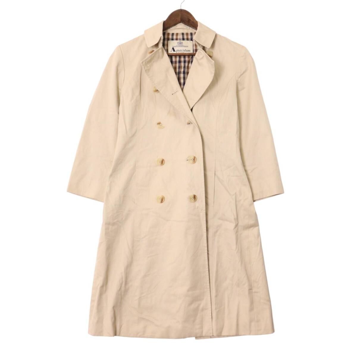 90年代 Aquascutum アクアスキュータム トレンチコート ベージュ (レディース 10) 中古 古着 A0138拍卖