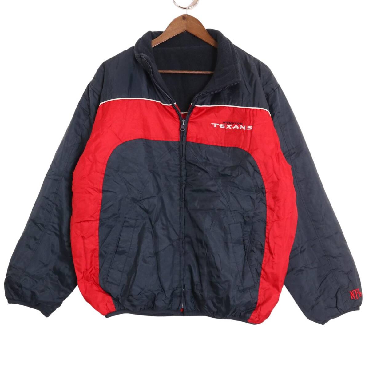 00年代 NFL ヒューストン・テキサンズ リバーシブル 中綿 ナイロン ジャケット プロチーム ネイビー (メンズ M) 中古 古着 A1037拍卖