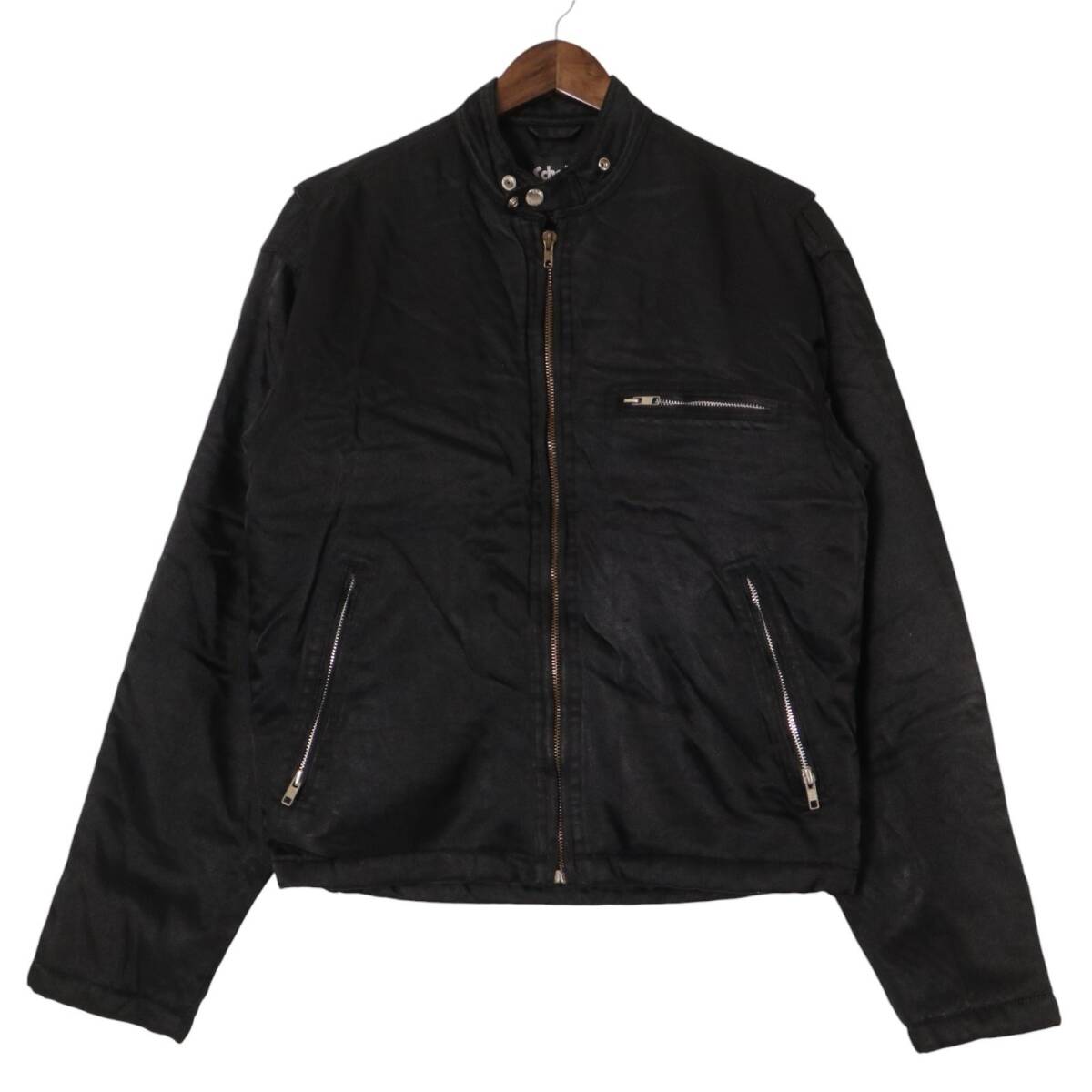 00年代 Schott ショット シングルライダースジャケット バイクウェア モーターサイクル ブラック (メンズ L) 中古 古着 A2146拍卖