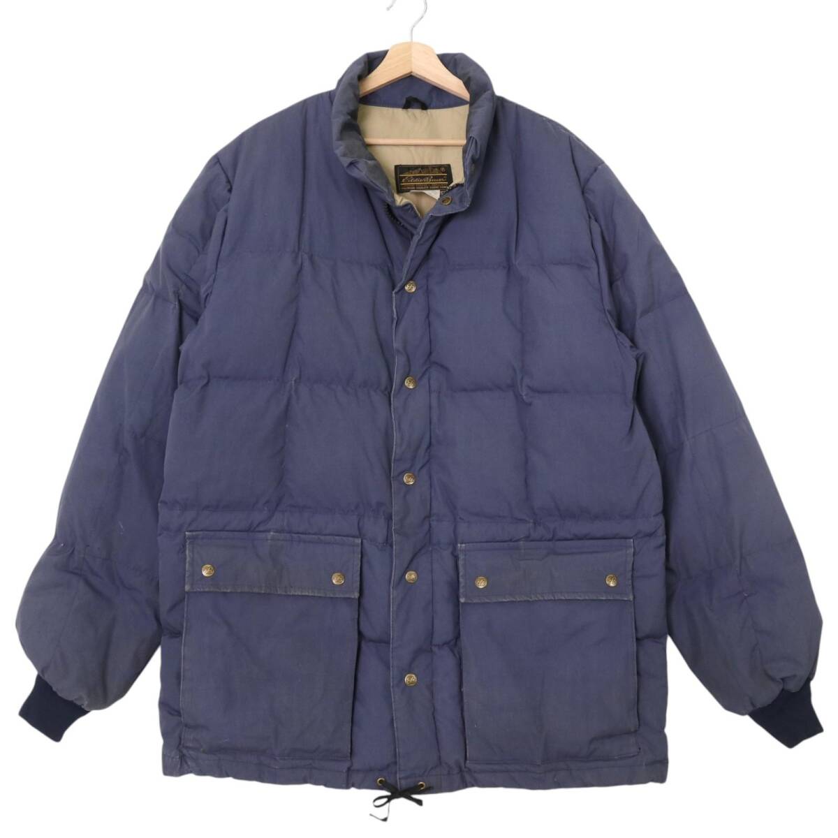 80年代 USA製 Eddie Bauer エディーバウアー KARAKORAM カラコラム ダウンジャケット アウトドア ネイビー(メンズ L )中古 古着 A4476拍卖