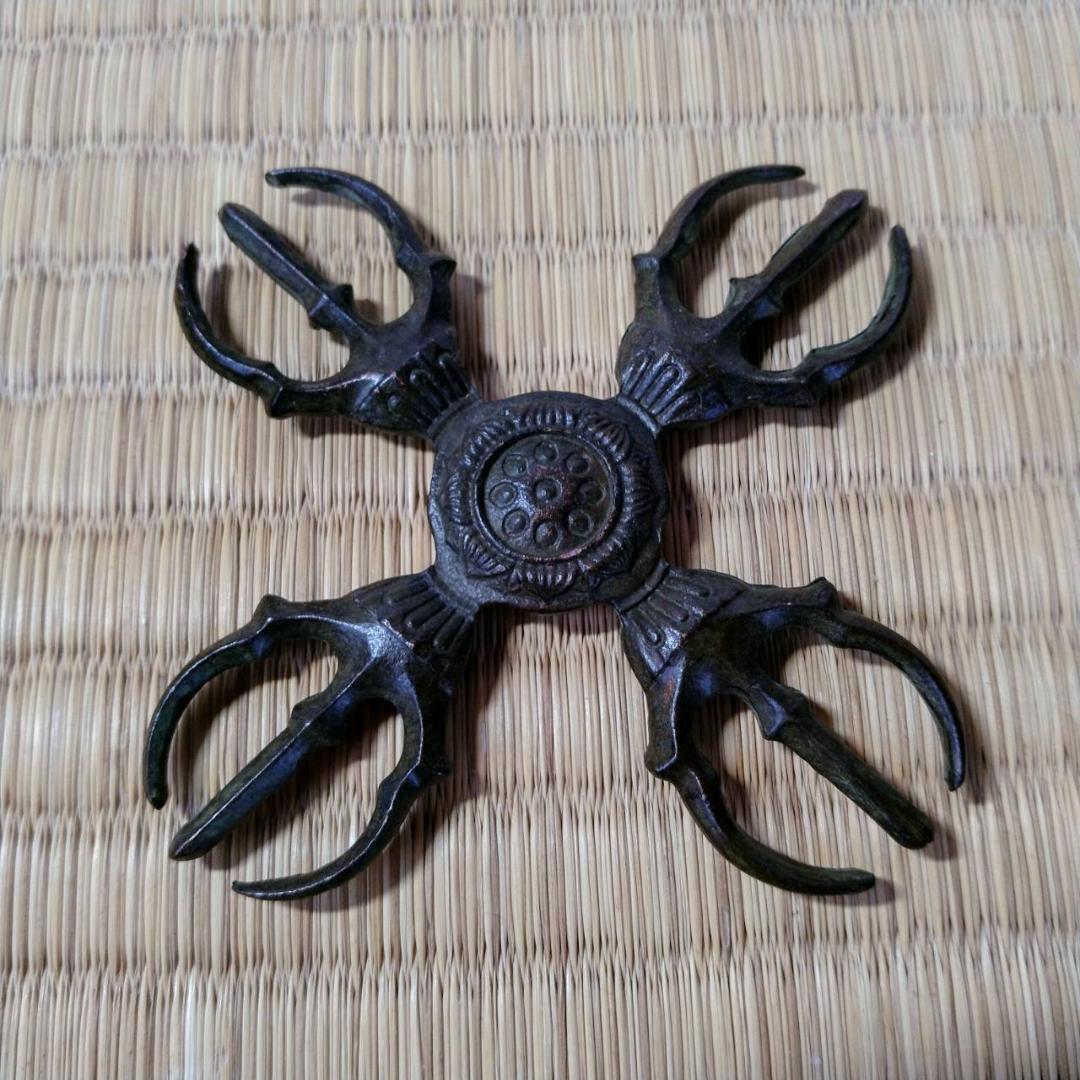 金剛杵 羯磨 十字 三鈷杵 ヴァジュラ 全長約10cm 密教法具 お守り拍卖