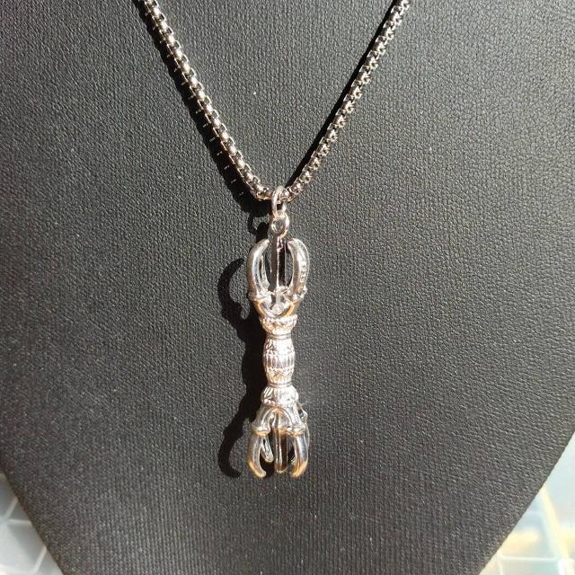 五鈷杵 ネックレス 金剛杵 ヴァジュラ 空海 シルバーカラー 密教法具 お守り拍卖