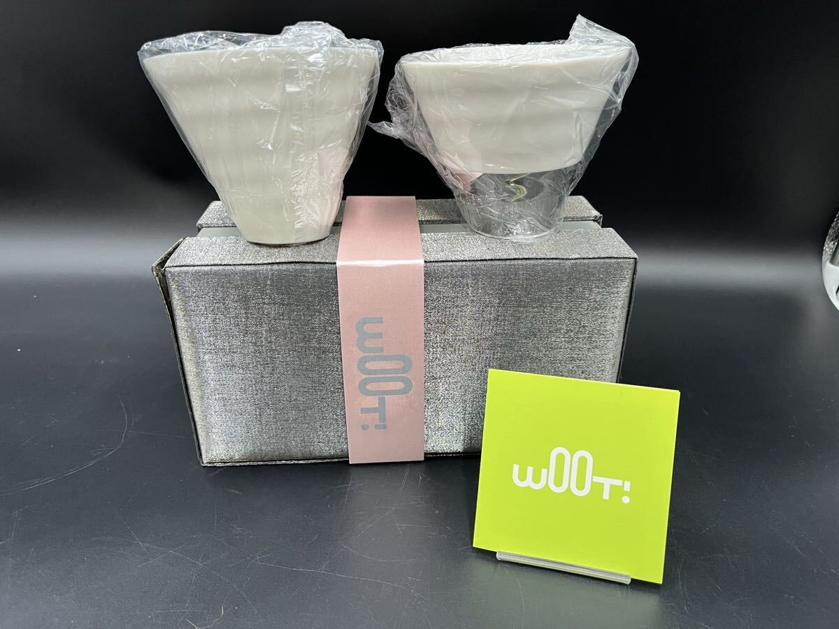 w00t! ウート 白磁 ペアカップ 2客セット 箱付き モダンデザイン 未使用品拍卖
