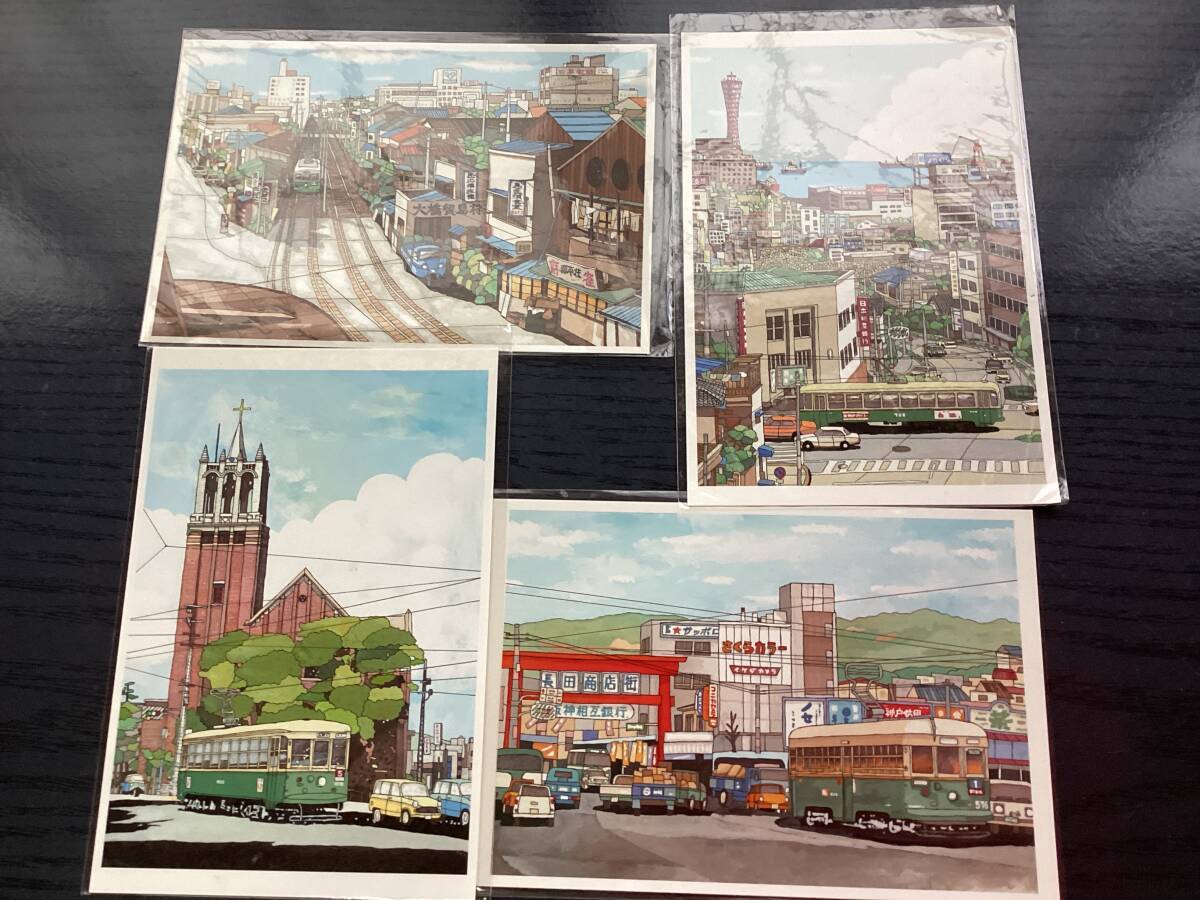 昭和神戸 ポストカード4枚セット 市電の走る風景 KOBE シリーズ 神戸駅 相生町 長田神社前 商店街 下山手 花隈 神戸港 栄光教会 昭和40年代拍卖