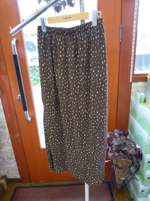 【1013-3】プリーツドット ロングスカート サイズone拍卖