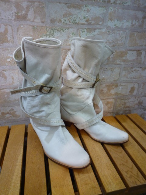 【1027-8】ベネトン レザーブーツ 24CM拍卖