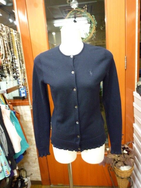 【1029-3】RALPH LAUREN ラルフローレン カーディガン サイズL ネイビー拍卖