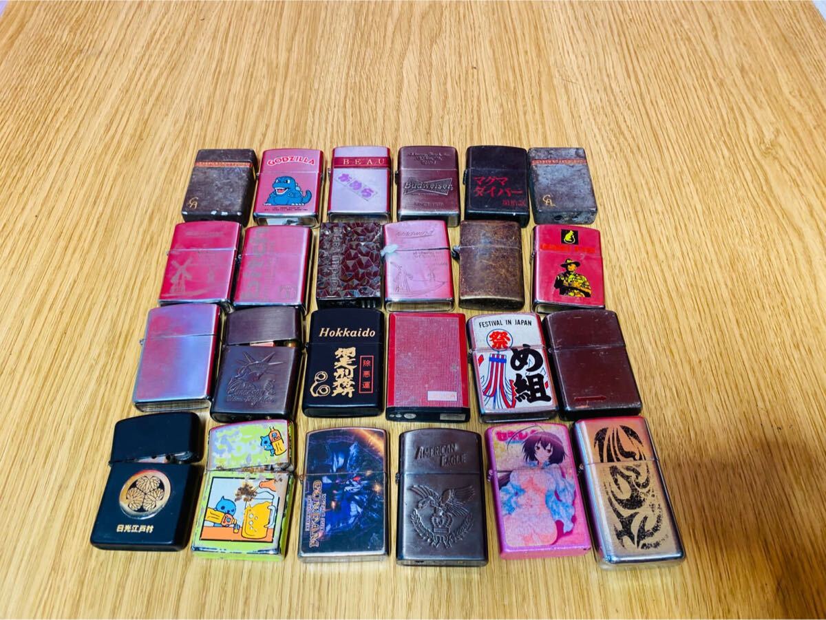 (865) ライター American Eagle/Hokkaido/Gundam/Celica/Modern House/Godzilla/CA/MildWind/Renoma/Bitch/Budweiser 24ピース 現状渡し拍卖