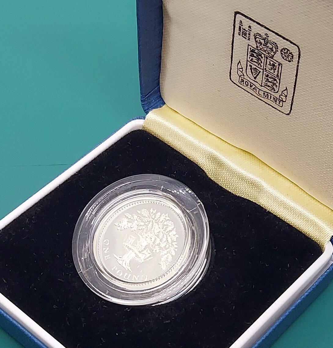 イギリス 1ポンド銀貨 プルーフ 1987年 約14.73g(プラケース込み) ウェールズリーキ(西洋ネギ)デザイン ケース・プラケース付き 【L43】拍卖