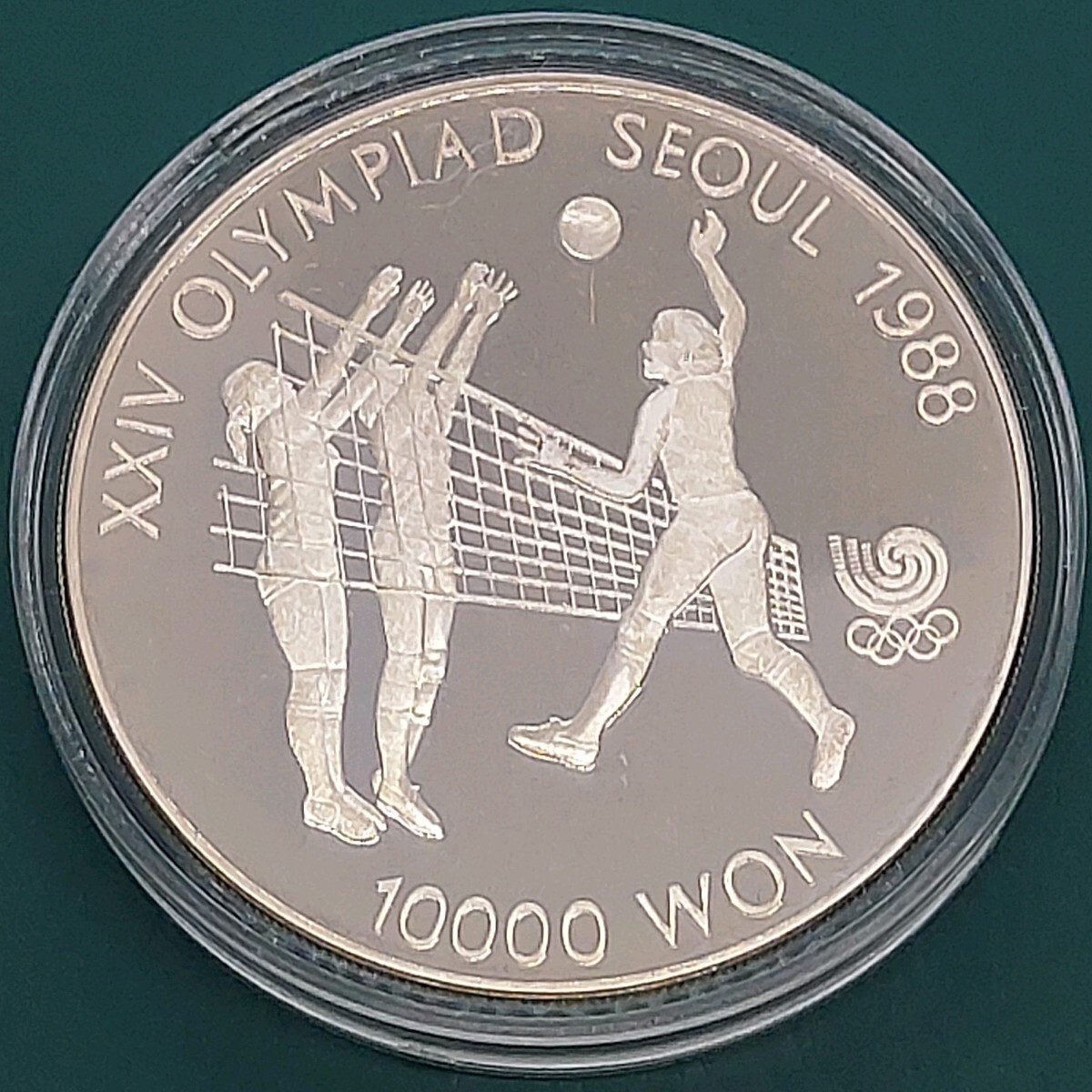 銀貨 大韓民国銀貨 10000ウォン銀貨 ソウルオリンピック銀貨 SV925 33.62g 証明書、プラスチックケース付き【L17】拍卖