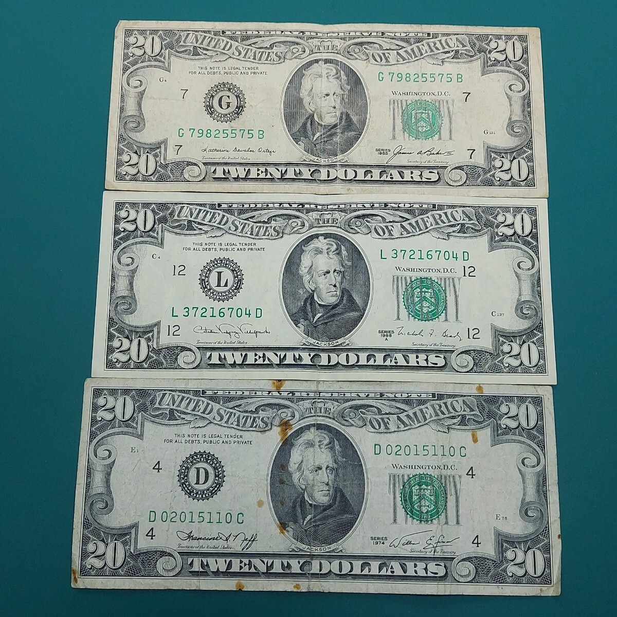 アメリカ ドル紙幣 20ドル紙幣×3枚 外国紙幣 アメリカ紙幣 米国紙幣 【L20】拍卖