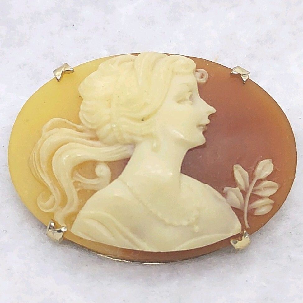 カメオ 貴婦人の横顔 ブローチ 【L26】拍卖