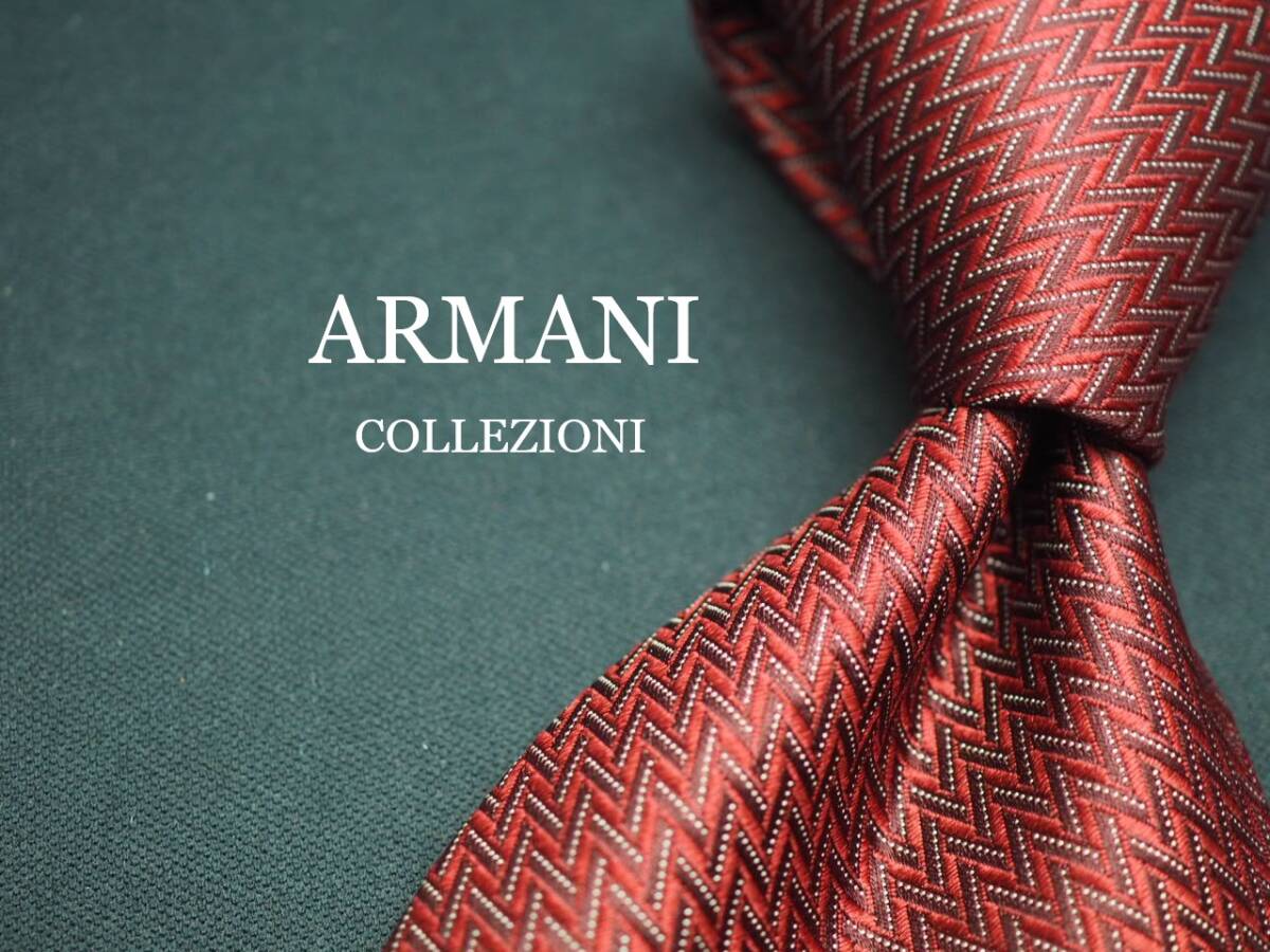 美品【ARMANI COLLEZIONI アルマーニ コレッツォーニ】 F2472 ワイン系 SILK ブランド ネクタイ 古着 良品 転売 仕入拍卖