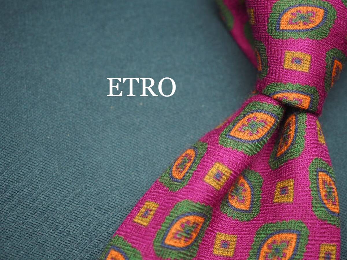 美品【ETRO エトロ】 F2651 ワイン系 WOOL SILK ブランド ネクタイ 古着 良品 転売 仕入拍卖