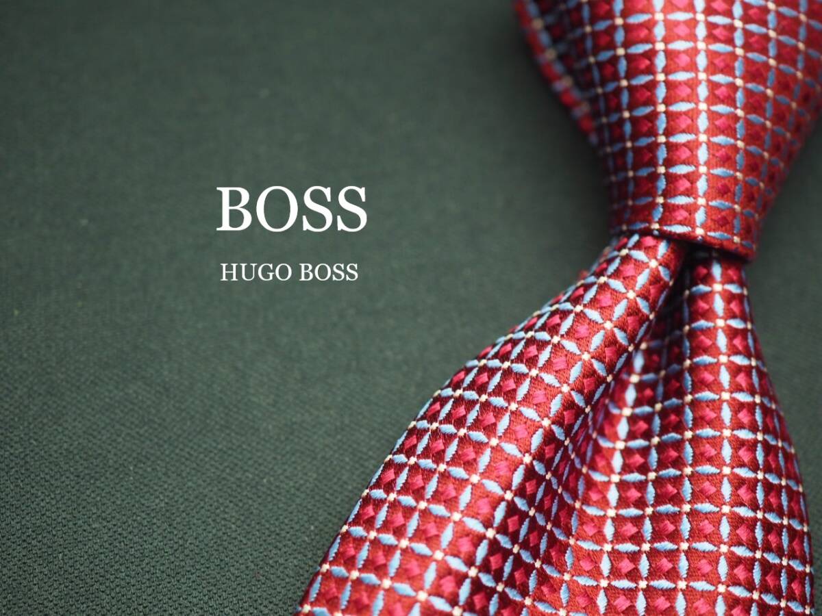 美品【HUGO BOSS ヒューゴ ボス】 F2669 赤ワイン系 SILK ブランド ネクタイ 古着 良品 転売 仕入拍卖