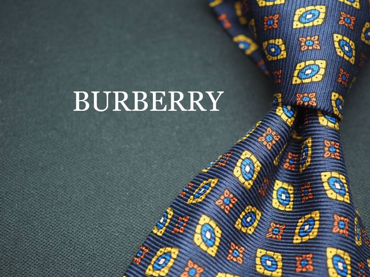 美品【BURBERRY バーバリー】 F2672 ロゴ ネイビー SILK ブランド ネクタイ 古着 良品 転売 仕入拍卖