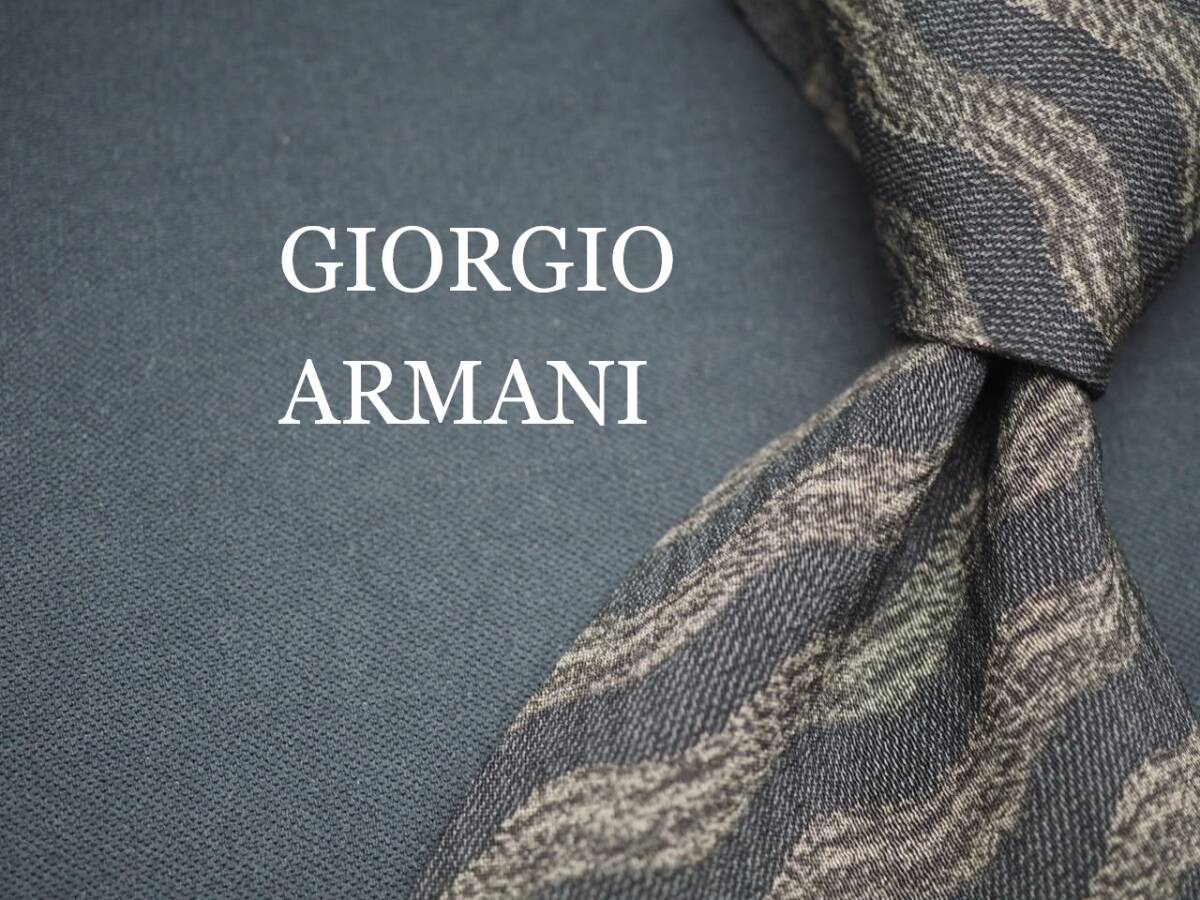 美品【GIORGIO ARMANI ジョルジオアルマーニ】 F2676 グレー系 SILK ブランド ネクタイ 古着 良品 転売 仕入拍卖