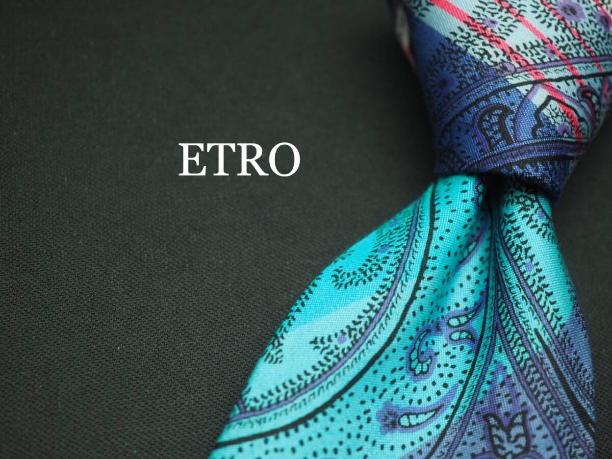 美品【ETRO エトロ】 F2735 ペイズリー COTTON SILK ブランド ネクタイ 古着 良品 転売 仕入拍卖