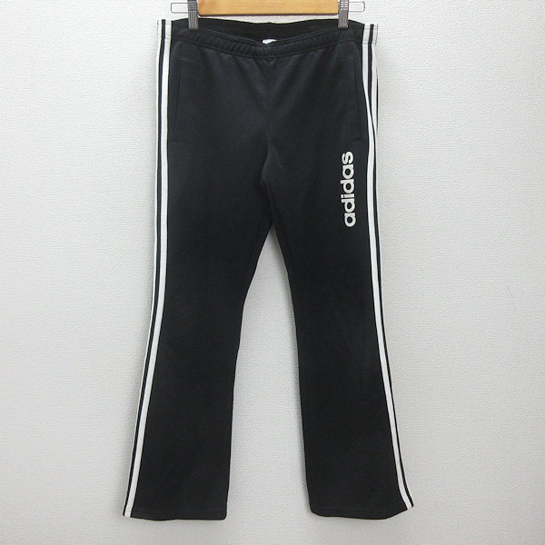H■アディダス/adidas スリーストライプ トラックパンツ ジャージ【L】黒/LADIES■31【中古】拍卖