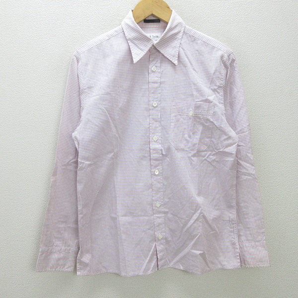 H■ポールスミス/Poul Smith ギンガムチェック柄 長袖シャツ ワイシャツ【M】ピンク/MENS■121【中古】拍卖