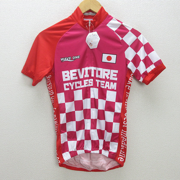 Q■新品■WAVE ONE(ウエイブワン BEVITORE CYCLES TEAM サイクリングジャージ 半袖ウェア【 M 】MENS/12【中古】拍卖