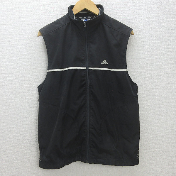 G■アディダス/adidas GOLF フルジップベスト/ゴルフウェア【M】黒/men's/10【中古】■拍卖