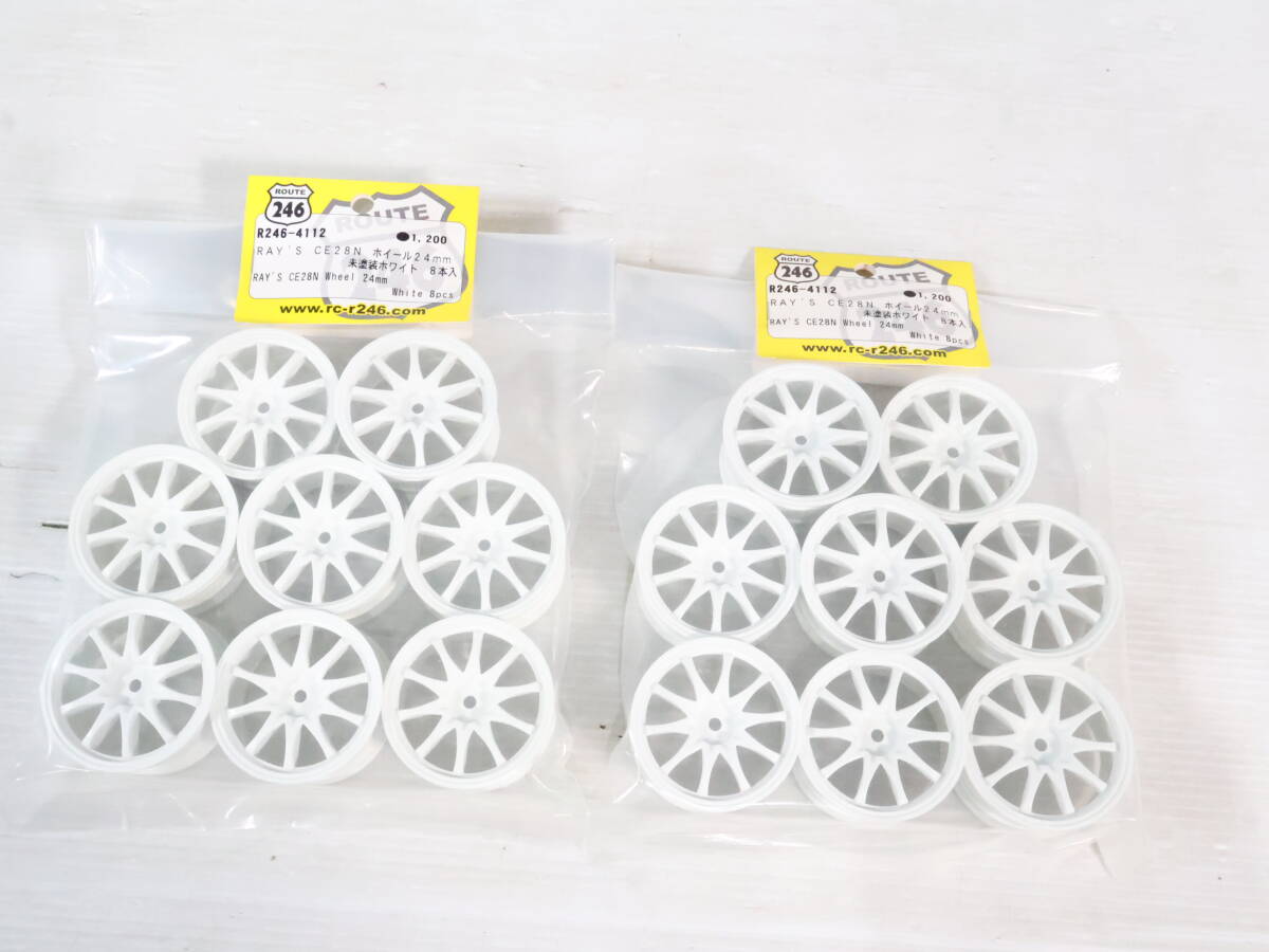 未開封・未使用品★京商 KYOSHO RAY'S CE28N ホイール24mm 未塗装ホワイト 8本入 R246-4112 まとめて2点セット まとめ売り レア P114拍卖