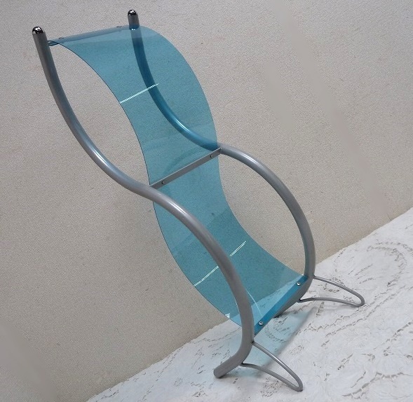 (☆BM)オブジェ 異次元風 置物 高さ65.5㎝ 鉄製 アクリル ブルー 青 珍品 インテリア ディスプレイ 飾り クール スタイリッシュ 現代的拍卖