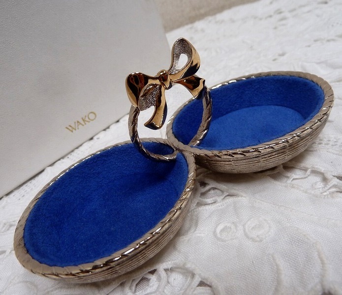 (☆BM)銀座WAKO/和光 アクセサリー トレイ リボン ジュエリー 置物 ピアス オブジェ トレー エレガント 小物入れ拍卖