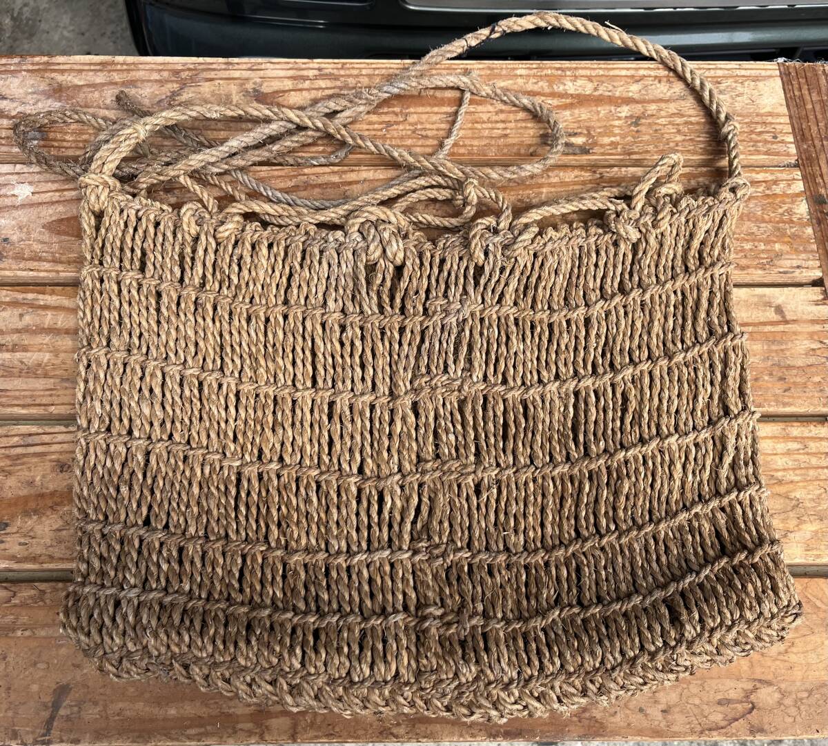 昭和レトロ ショルダーバッグ 腰網 横40×縦30cm 使用感あり 山菜採り収穫バッグ 山仕事拍卖