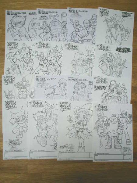 ☆ぬりえ【 ワンピース 遊戯王 おジャ魔女どれみ デジモンアドベンチャー 金田一少年の事件簿 ひみつのアッコちゃん 他 全16種】非売品拍卖