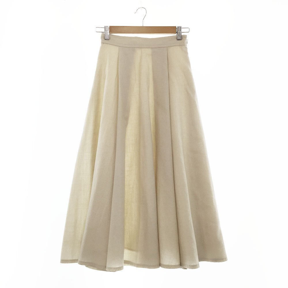 ★2024SS 超美品 Diagram ダイアグラム リネンタッチタックフレアスカート サイズ36 レディース ベージュ 03242 21018-00 1BA/93848拍卖