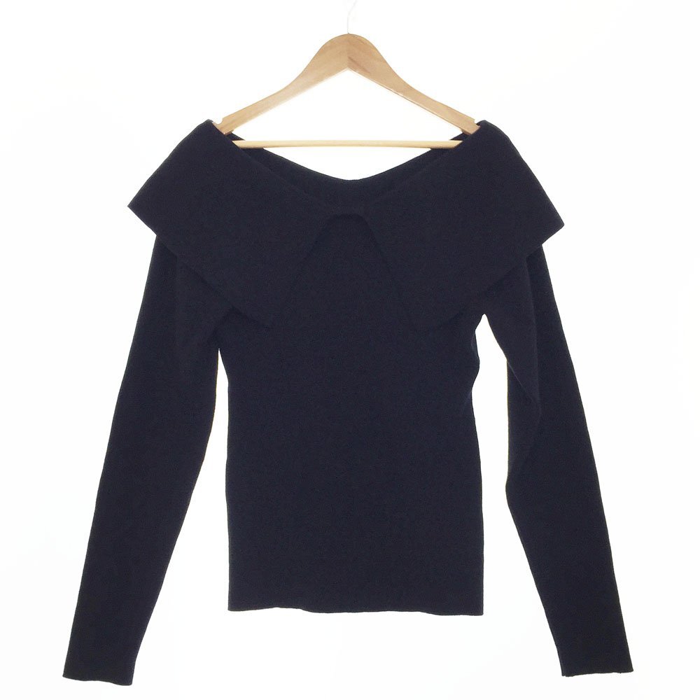 ★2021AW CELFORD セルフォード 長袖 襟付きリブニット プルオーバー サイズ36 レディース ブラック セーター CWNT215072 1BA/93837拍卖